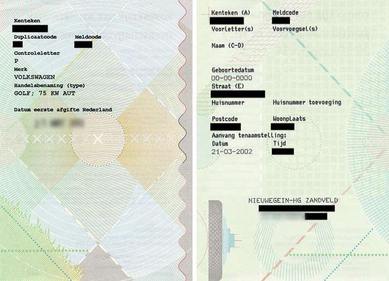 Auto Inkoop BV Kentekenbewijs Deel 1B en Deel 2