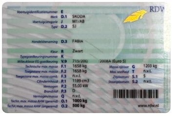 Auto Inkoop BV Kentekencard achterkant